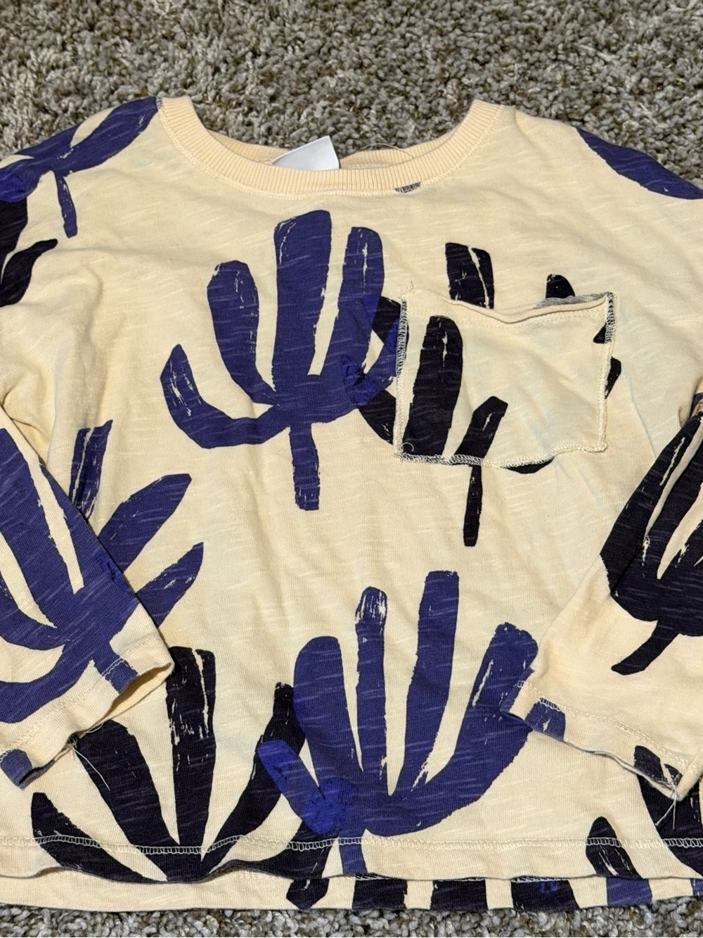 Bundle Kids Zara Cream Long Sleeve Tee with Navy Blue Plant Graphic - Picture 5 of 7